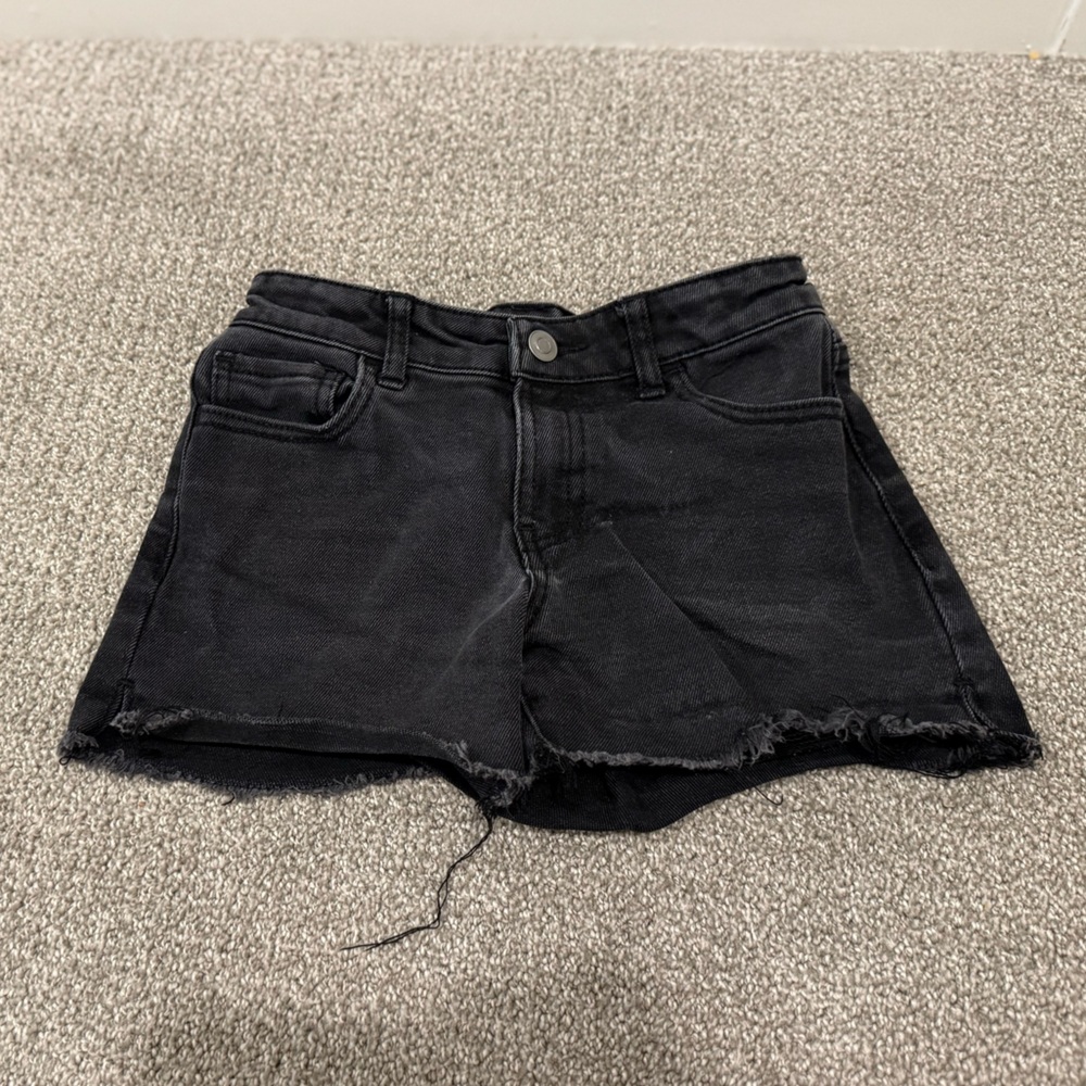 Black Jean Shorts with Distressed Look